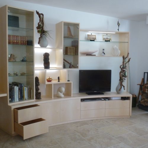 C2 Ebénisterie : Meuble salon -bureau -vitrines
